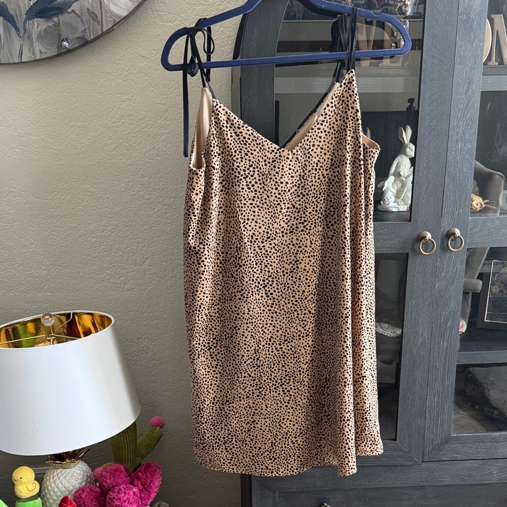 She + Sky Tan and Black Leopard-Print Slip Dress